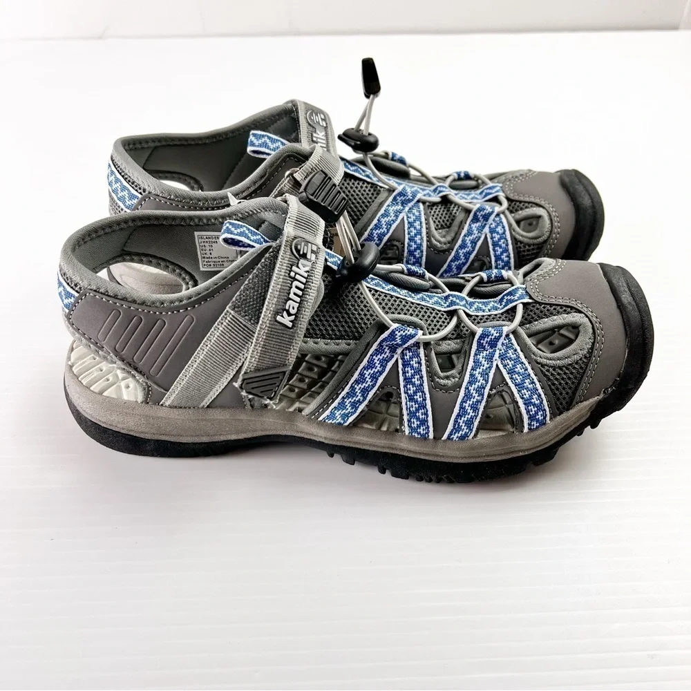 Kamik Sandals womens 10 Islander 2 Blue Grey Hook Loop Shoes Outdoors